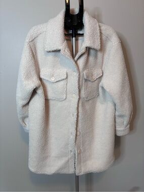 Bagatelle Collection Teddy Sherpa Shacket Jacket Cream White Size 1X